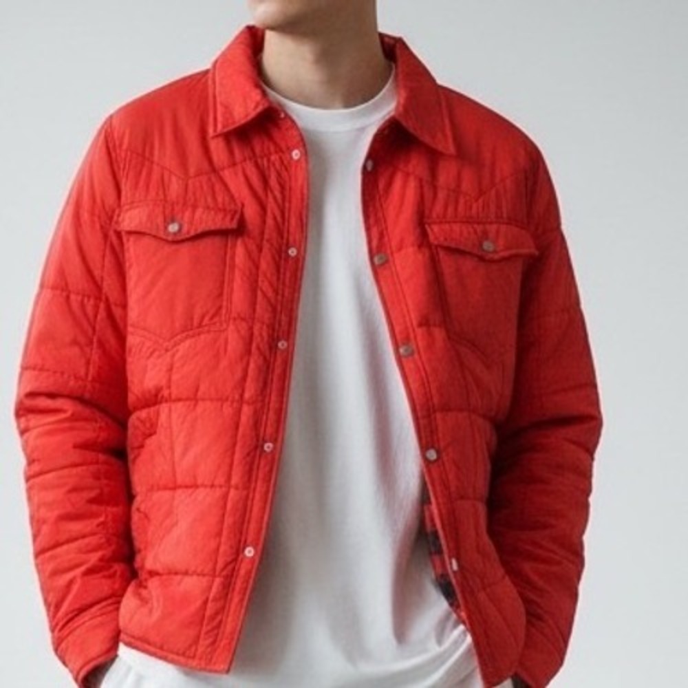 Woolrich Quilted Snap Front Shirt Jacket Red Plaid Lined Mens‎ 3XL gorpcore